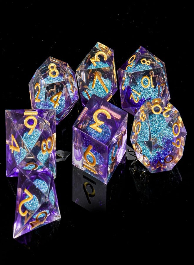 FugaCity DND Dice Set, Liquid Core Handmade Sharp Edge 7 Piece Resin Dungeons and Dragons Polyhedral Dice Set with Gift Case for RPG MTG Table Games - Image 2